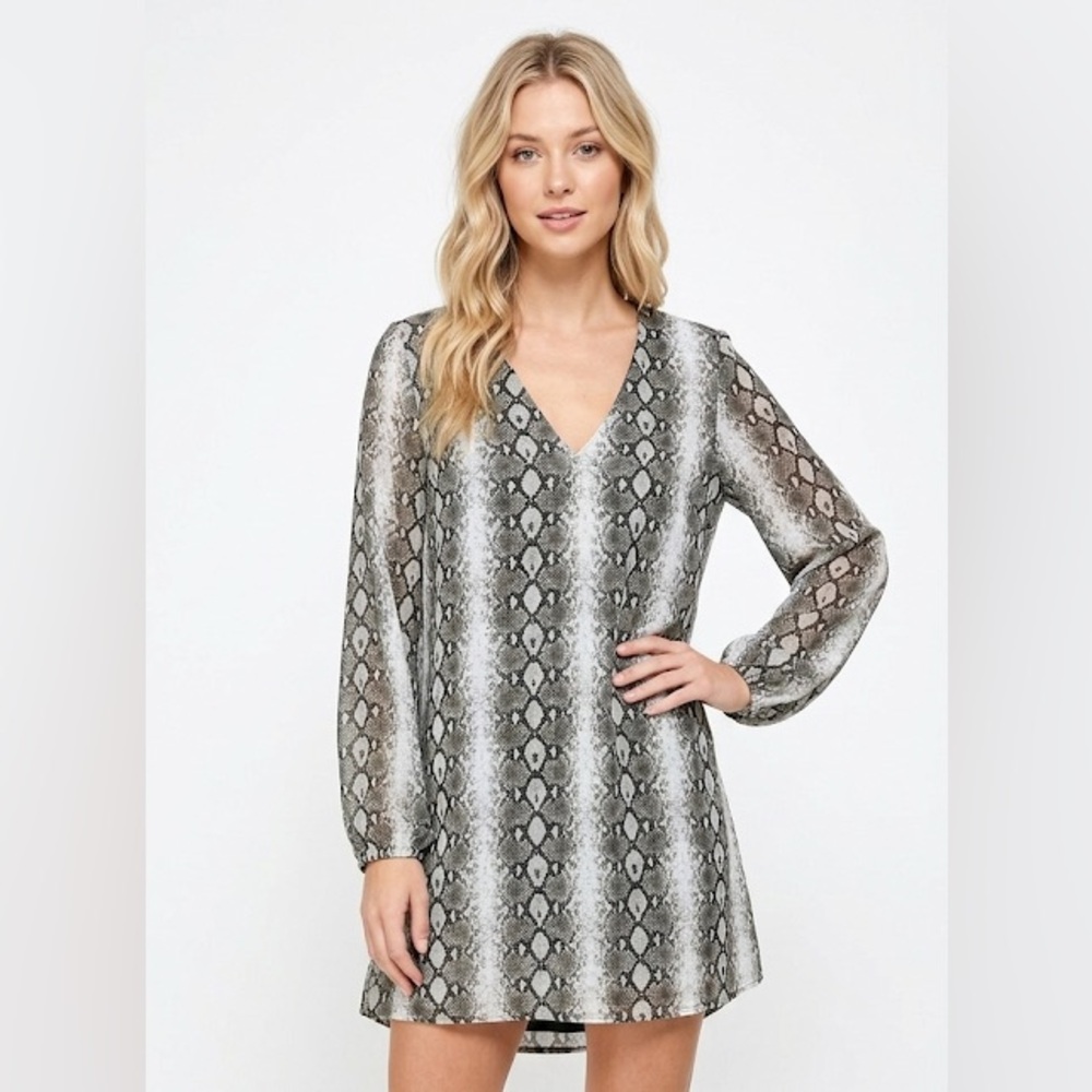 ADRIENNE python print dress size large - image 1